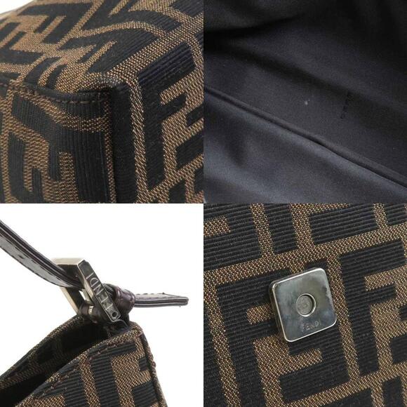 FENDI Brown Leather Zucca Shoulder Bag - Picture 3 of 5